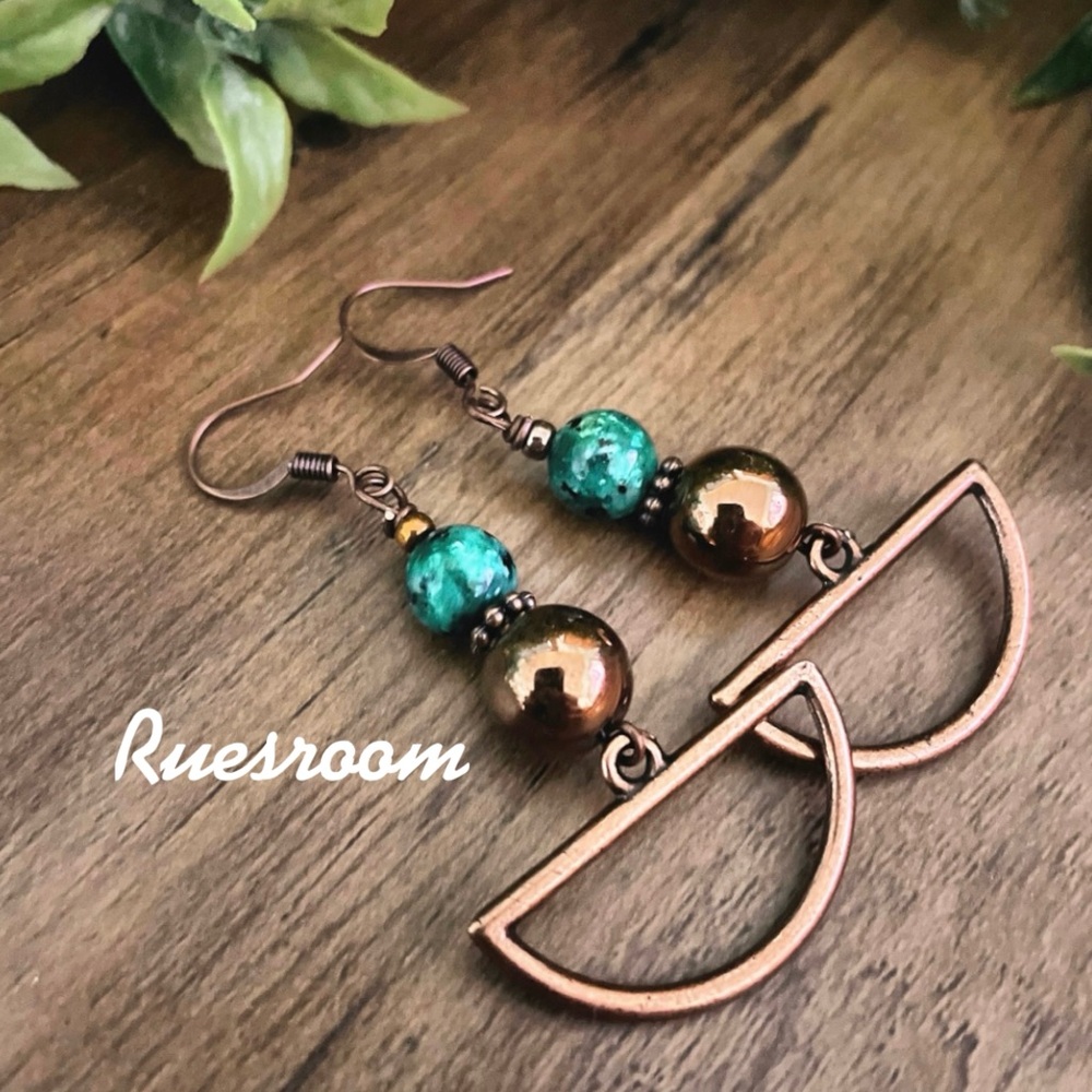 Copper Earrings,Gemstone Earrings,Boho Earrings, Earrings